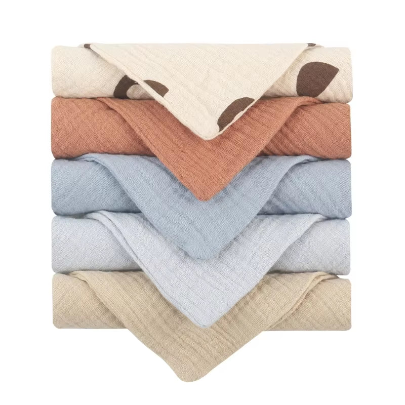 5PCS Soft Absorbent Gauze Cotton Baby Towels Wipe Face Cloths Towel Face Handkerchief Baby Bathing Feeding Washcloth