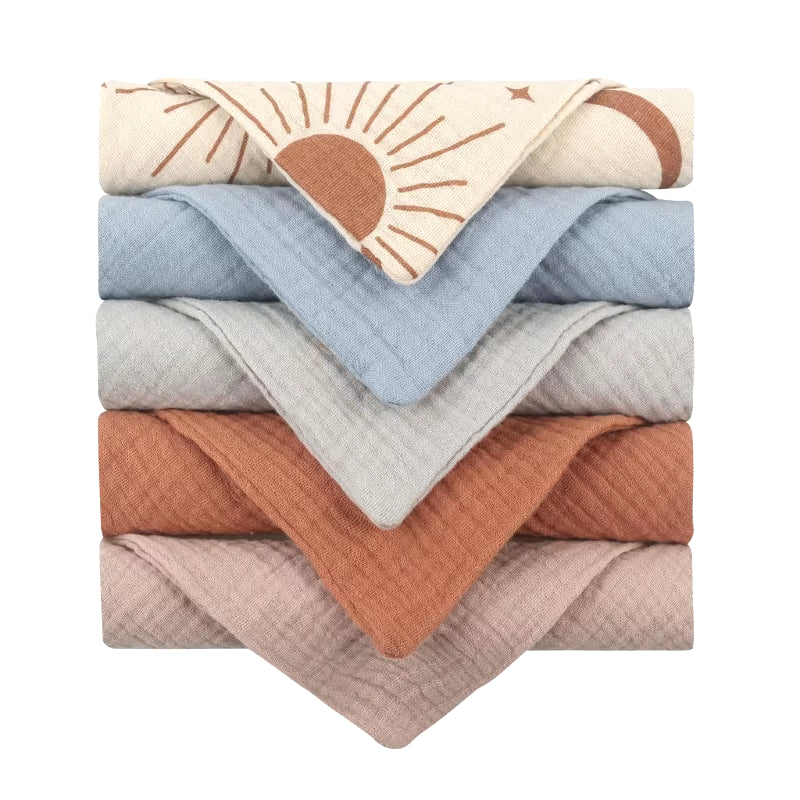 5PCS Soft Absorbent Gauze Cotton Baby Towels Wipe Face Cloths Towel Face Handkerchief Baby Bathing Feeding Washcloth