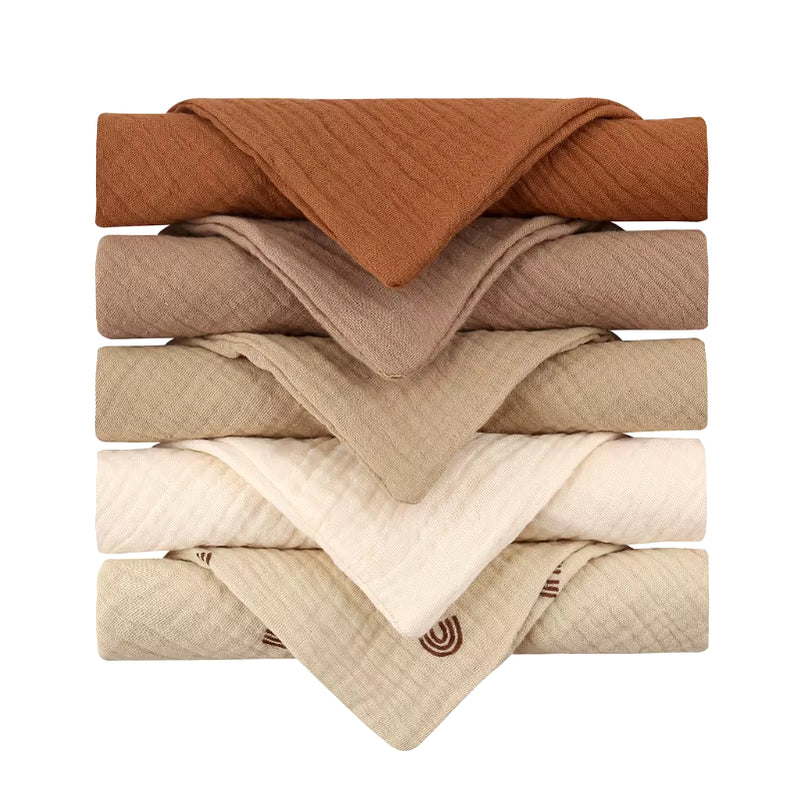 5PCS Soft Absorbent Gauze Cotton Baby Towels Wipe Face Cloths Towel Face Handkerchief Baby Bathing Feeding Washcloth