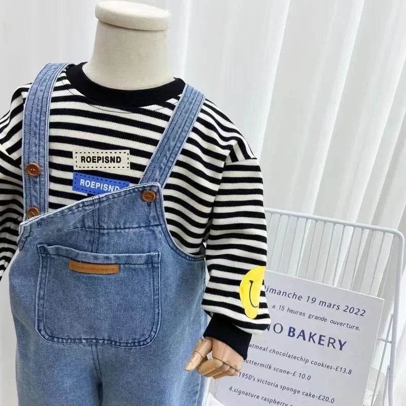 Unisex Boys Girls Dungarees Casual Long Pants Children Oversize Loose Jumpsuit Denim Overalls Baby Clothes Overalls for Kids