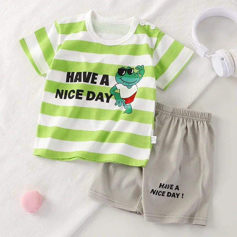 Summer Baby Boy Clothes Short Sleeve Newborn Baby Clothes Set 2 Pieces Children'S Clothes Set Leisure Toddler Clothes