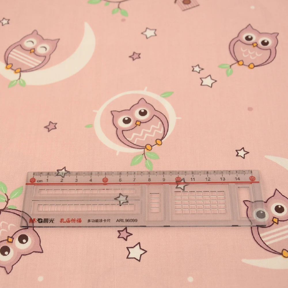 Teramila 0.5 Meter Cat Owl Animal Pattern 100% Cotton Cloth Designer Handicraft Fabrics Quilt Needlework Patchwork for Sewing