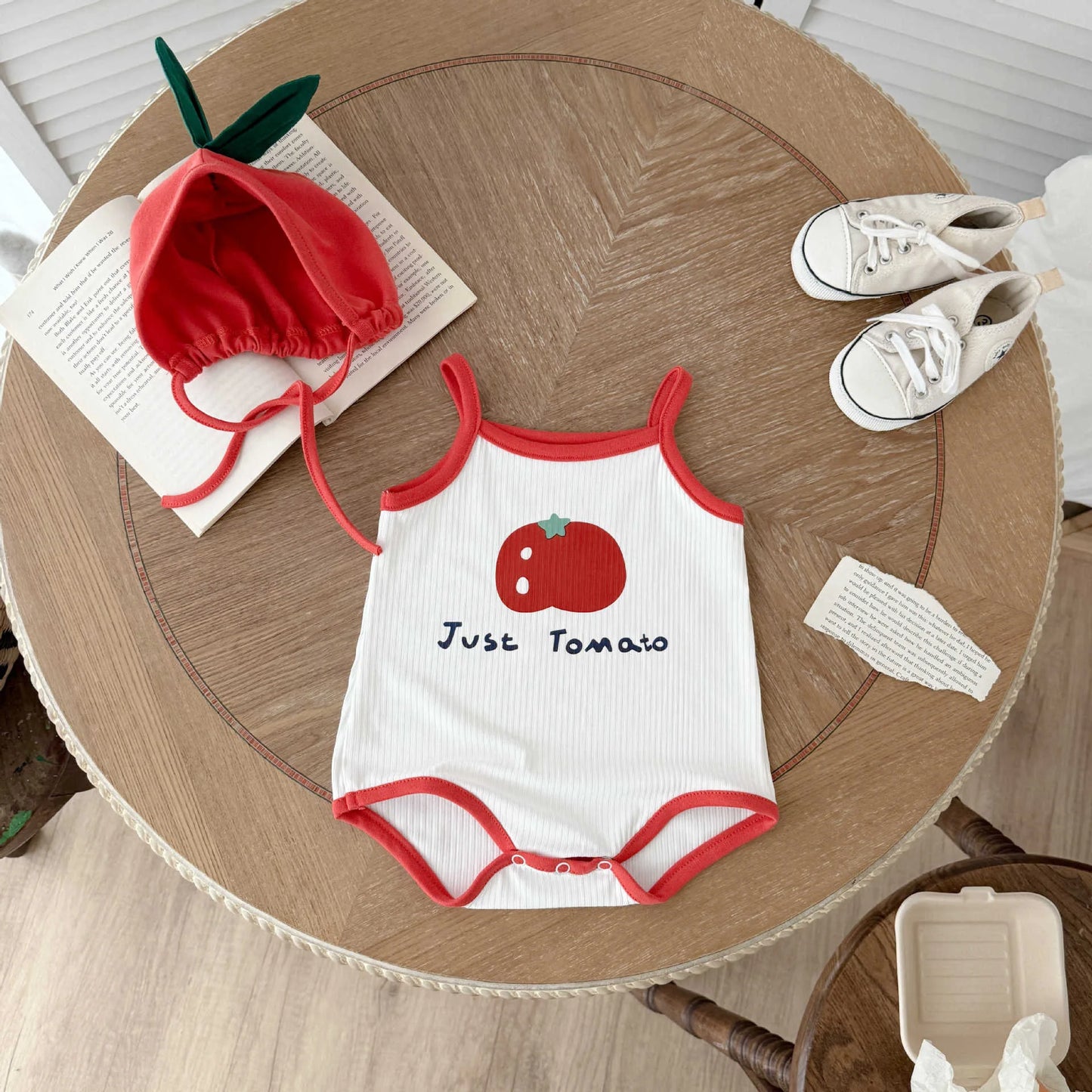 5830 Baby Clothes 2025 Summer Hot Fashion Tomato Printing Baby Boy'S One Piece Clothes Cute Climbing Clothes