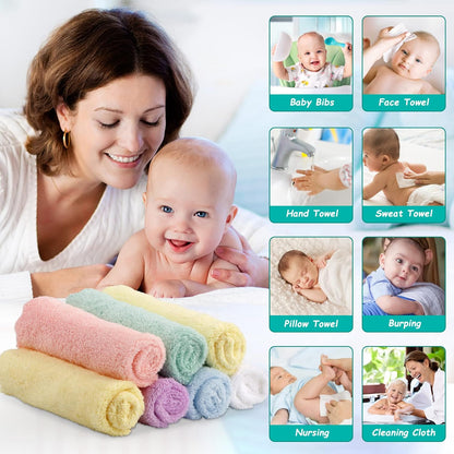 Baby Washcloths 50 Pack,Microfiber Coral Fleece Baby Bath Face Towel 7X9 Inch Extra Absorbent and Soft Burp Cloth and Wash Cloths for Newborn,Infants and Toddlers,Gentle on Sensitive Skin