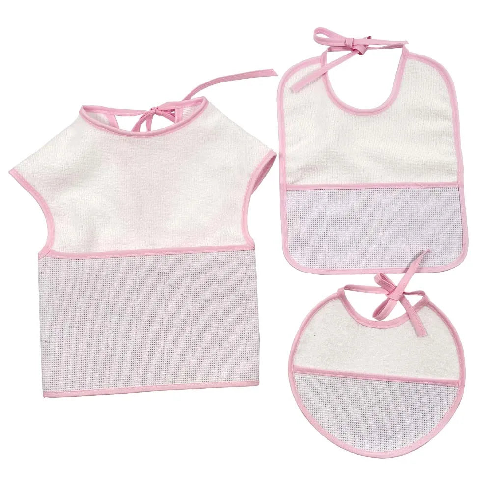 Cross Stitch Bibs Pink Waterproof Baby Infant Saliva Towels Baby Bebe Girls 3Pcs/Set YB170004