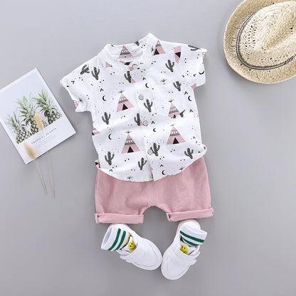 Baby Clothes Cool Pyramid Summer Short-Sleeved Shirt Set
