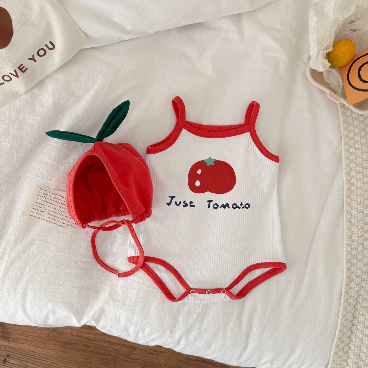 5830 Baby Clothes 2025 Summer Hot Fashion Tomato Printing Baby Boy'S One Piece Clothes Cute Climbing Clothes