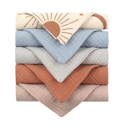 5PCS Soft Absorbent Gauze Cotton Baby Towels Wipe Face Cloths Towel Face Handkerchief Baby Bathing Feeding Washcloth