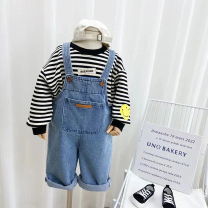 Unisex Boys Girls Dungarees Casual Long Pants Children Oversize Loose Jumpsuit Denim Overalls Baby Clothes Overalls for Kids