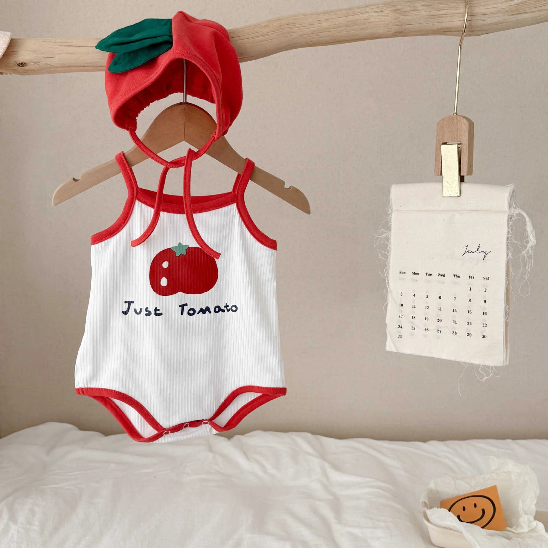5830 Baby Clothes 2025 Summer Hot Fashion Tomato Printing Baby Boy'S One Piece Clothes Cute Climbing Clothes