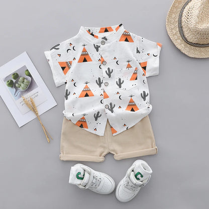 Baby Clothes Cool Pyramid Summer Short-Sleeved Shirt Set