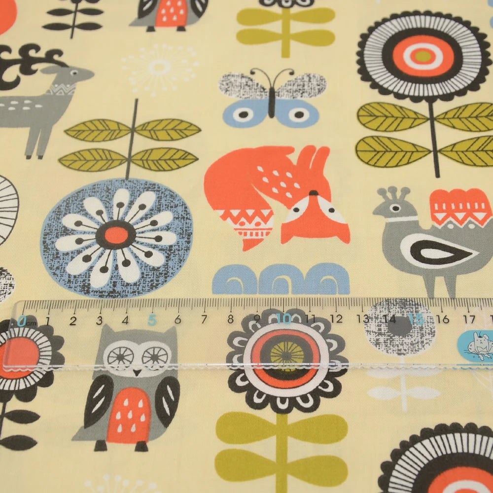Teramila 0.5 Meter Cat Owl Animal Pattern 100% Cotton Cloth Designer Handicraft Fabrics Quilt Needlework Patchwork for Sewing