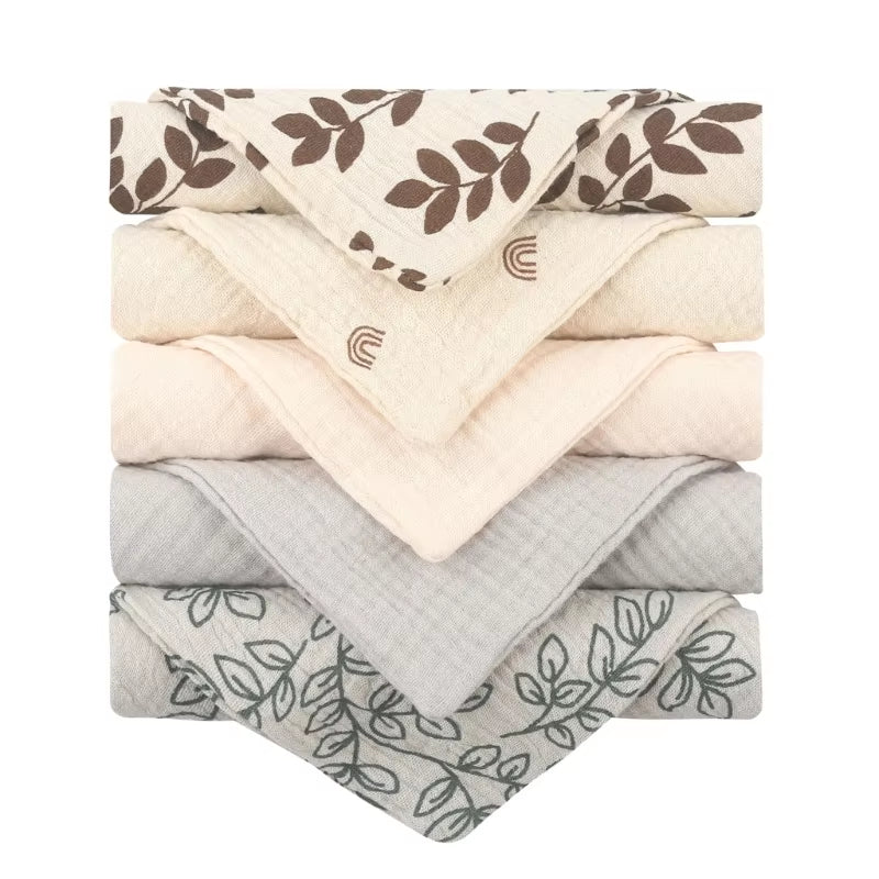 5PCS Soft Absorbent Gauze Cotton Baby Towels Wipe Face Cloths Towel Face Handkerchief Baby Bathing Feeding Washcloth