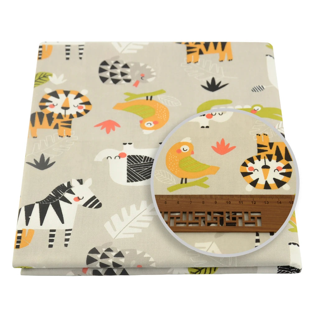 Teramila 0.5 Meter Cat Owl Animal Pattern 100% Cotton Cloth Designer Handicraft Fabrics Quilt Needlework Patchwork for Sewing